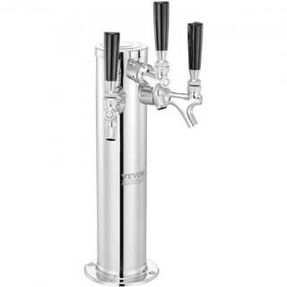 Dispensador de Torre de Cerveza de Tres Grifos, Torre de Cerveza de Acero Inoxidable, Kit de Torre Kegerator con Tubos Preensamblados y Grifos de Cierre Automático para Fiesta, Bar, Pub, Restaurante