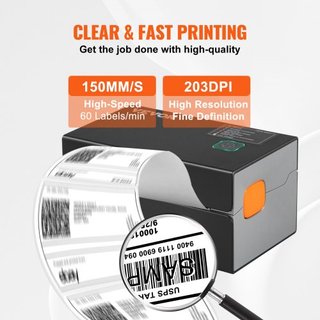 Impresora de Etiquetas Térmicas, 300DPI para Paquetes de Envío de 4x6, Bluetooth y Reconocimiento Automático de Etiquetas, Compatible con Windows/MacOS/Linux/Chromebook/Android/IOS, Compatible con...