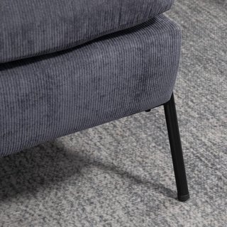 Sillón Relax Con Puff A Juego en Terciopelo A Rayas, Sillón Reclinable Con Cojines Acolchados para Sala y Dormitorio, Gris