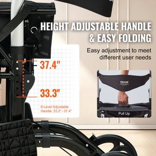Caminador y silla de transporte 2 en 1 para personas mayores, combo de caminador plegable y silla de ruedas con reposapiés, caminador de movilidad de aluminio ligero con manillar ajustable, ruedas...