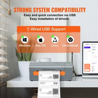 Impresora de Etiquetas Térmicas, 203DPI 60pcs/min para Paquetes de Envío de 4x6, Conexión USB y Reconocimiento Automático de Etiquetas, Soporte para Windows/MacOS/Linux, Compatible con Amazon, eBa...