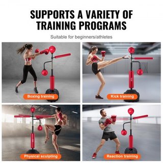 Entrenador de Velocidad de Boxeo, Saco de Boxeo con Soporte, Saco de Boxeo Reflex para Adolescentes y Adultos, Saco de Golpe Libre de Altura Ajustable con Guantes, Saco de Velocidad para Entrenami...