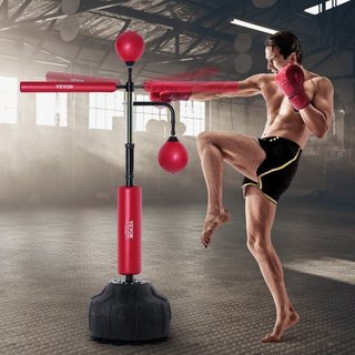 Entrenador de Velocidad de Boxeo, Saco de Boxeo con Soporte, Saco de Boxeo Reflex para Adolescentes y Adultos, Saco de Golpe Libre de Altura Ajustable con Guantes, Saco de Velocidad para Entrenami...