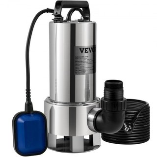 Bomba de Agua Sumergible, 1300W 20000L/H, con Cable de 10 m y Interruptor de Flotador Automático, Acero Inoxidable y Hierro Fundido para Agua Sucia o Limpia, Vaciar Estanques de Jardín, Piscinas, ...