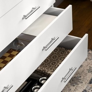 Cómoda de 4 Cajones para Dormitorio, Mueble Comó Multiusos para Sala de Estar y Entrada con Manijas de Metal, Blanco