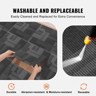 Losas de Alfombra Reutilizables, Losas de Alfombra de 24" x 24" con Acolchado Adjunto, Losas de Alfombra Suaves y Acolchadas, Instalación Fácil DIY para Dormitorio y Sala de Estar (24 Losas, Gris ...