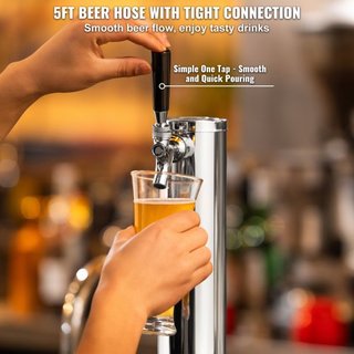 Kit de Torre de Kegerator, Kit de Conversión de Cerveza de Un Solo Grifo, Dispensador de Torre de Cerveza de Acero Inoxidable con Regulador de Doble Medidor W21.8 y Acoplador de Barril de Sistema ...