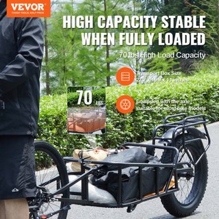 Remolque de Carga para Bicicleta, Capacidad de Carga de 70 lbs, Carro de Bicicleta de Alta Resistencia, Almacenamiento Compacto y Estructura de Liberación Rápida con Enganche Universal, Ruedas de ...