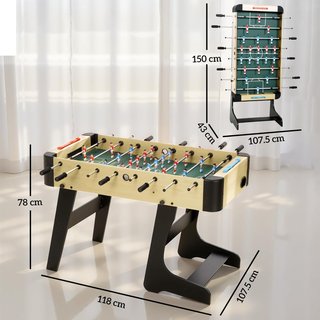 Futbolín Plegable, Mesita de Casa con Manijas Antideslizantes, 8 Barras, 22 Jugadores, 2 Pelotas, Marcadores, para Niños Adultos para Escuela Oficina Fiestas, 118X107.5X78 Cm, Color Madera