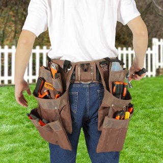Cinturón de herramientas, 19 bolsillos, ajustable de 32 pulgadas a 54 pulgadas, bolsa de herramientas de poliéster de alta resistencia, bolsa de herramientas desmontable para electricista, carpint...