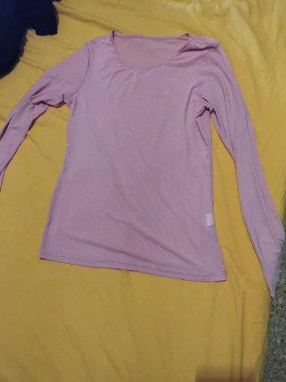 Camiseta transparente rosa manga larga