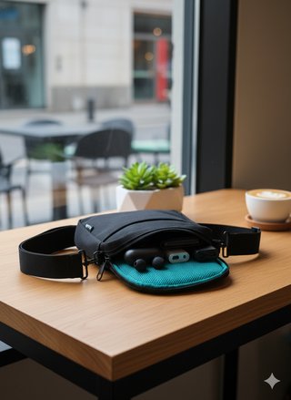 Bolso bandolera negro 3 compartimentos