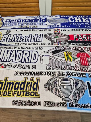 4 bufandas Real Madrid vs Chelsea PSG Bayern