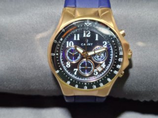 Reloj CAUNY Cronógrafo Dorado y Azul