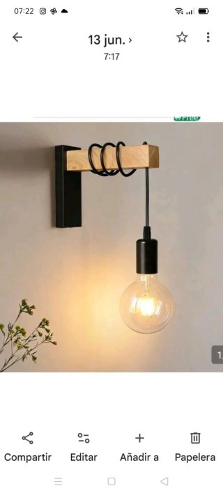Aplique de pared madera y metal