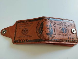 Cartera Billetera Marrón Diseño 100 Dólares