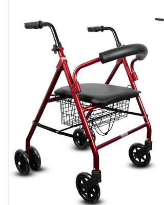 Andador rojo con asiento y cesta
