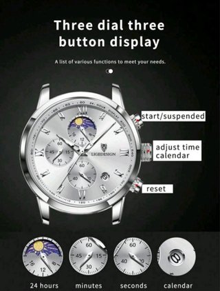 Reloj Cronógrafo Hombre Negro/Plata