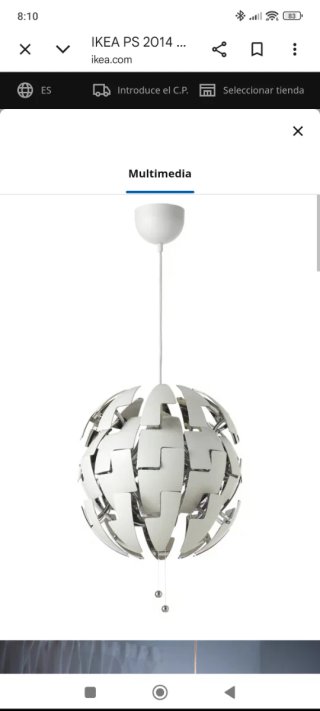Lámpara de techo bola Ikea blanca