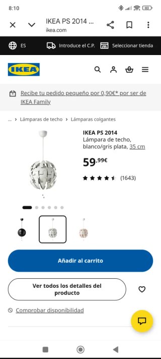 Lámpara de techo bola Ikea blanca