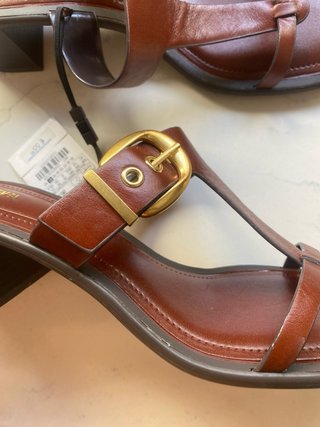 Sandalias Zara Piel Marrón Hebillas Talla 41