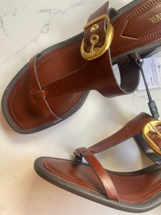 Sandalias Zara Piel Marrón Hebillas Talla 41