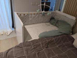 Cuna colecho Trama Blanca - Como Nueva con colchón