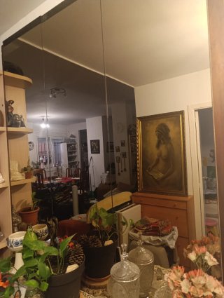 Mesa madera con cristal TV Sofá Somier