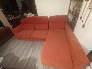 Mesa madera con cristal TV Sofá Somier