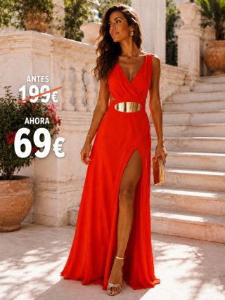 Vestido de fiesta largo naranja