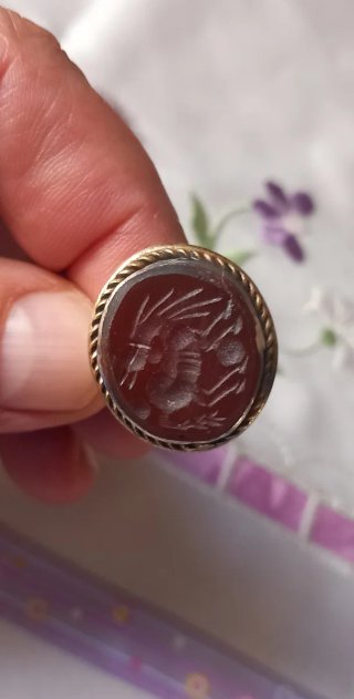 Anello sigillo afghano intagliato