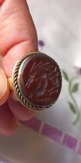 Anello sigillo afghano intagliato