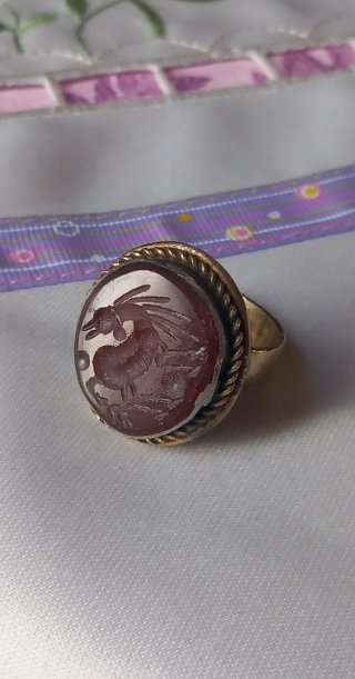 Anello sigillo afghano intagliato