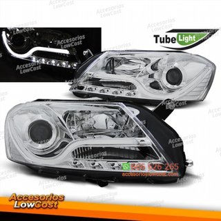FAROS DELANTEROS TUBO LUZ CROMADO apto para VW PA