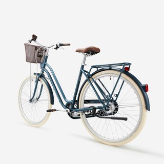 Bicicleta urbana cuadro bajo Elops 540 azul petróleo