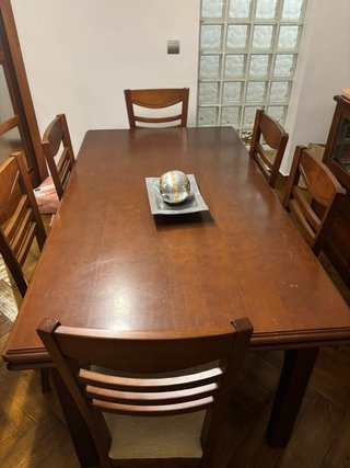 Mesa extensible madera y 6 sillas