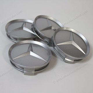4 Tapabujes Mercedes 75mm Plata Tapas Llantas AMG