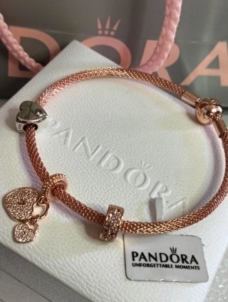Pulsera Pandora 21cm Oro Rosa y Circonitas