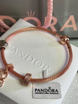 Pulsera Pandora 21cm Oro Rosa y Circonitas