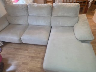 Sofá chaise longue beige tela