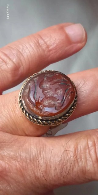 Anello sigillo afghano intagliato