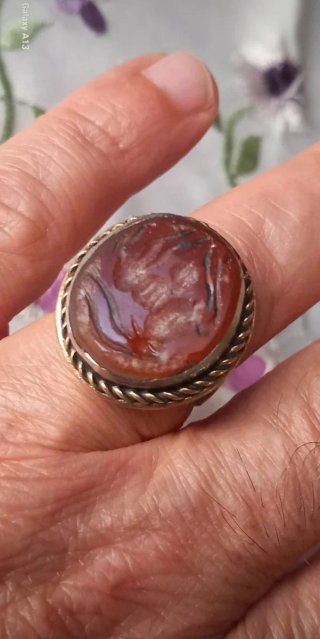 Anello sigillo afghano intagliato