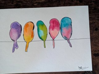 Acquerello uccellini colorati dimensione A5