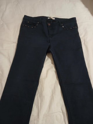 Pantalones tela elástica, azules con estrellas