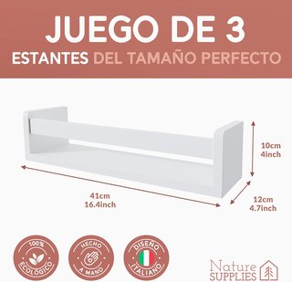 Juego de 3 estanterías blancas para libros