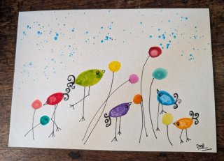 Acquerello uccellini colorati dimensione A5