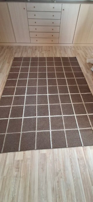 Alfombra Cuadros Beige y Marrón