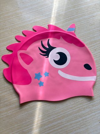 Gorro piscina unicornio rosa. Sin usar
