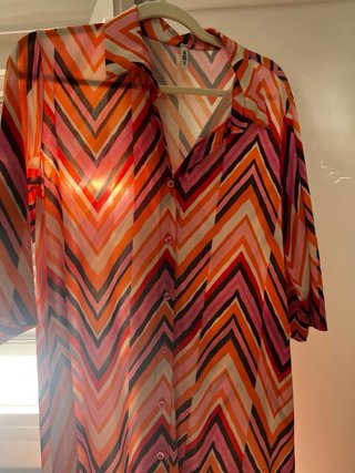 Vestido largo estampado chevron