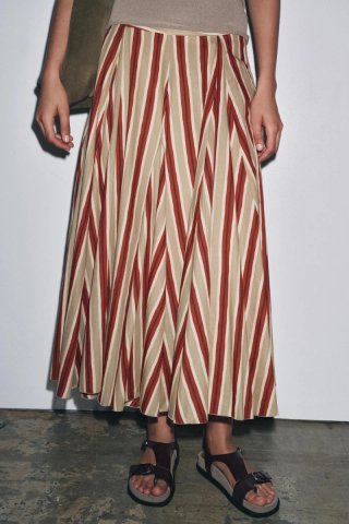 Zara Bestseller Falda midi a rayas ZW